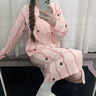 猫人（MiiOW）纯棉睡裙女秋冬季长袖睡衣女大码待产裙连衣裙开衫家居服可外穿 桃粉小猫 【舒适纯棉 柔软亲肤】 L 【建议100-120斤】 实拍图