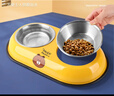 HELLOJOY狗碗狗盆宠物双碗不锈钢猫碗食盆防打翻狗食盆 黄色大号 实拍图