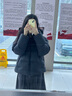 森马（Semir）轻松羽绒|90鸭绒羽绒服女冬季短款宽松花苞连帽甜美三防保暖外套 黑色（灰鸭绒）90001 L 实拍图