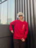 班尼路（Baleno）正红色卫衣男女2026新款马年本命年长袖上衣服平安喜乐[烫金印花] 实拍图