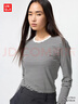 优衣库女装柔软罗纹条纹圆领T恤长袖百搭打底内搭480036 01 乳白色 M /160/84A 实拍图