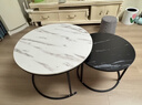 顺冠茶几客厅茶台仿岩板创意北欧茶桌现代小户型简约圆形小桌子极简型 【送货上门】黑架-70白纹+50黑纹 实拍图