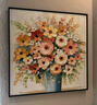 墨派（Mopai）餐厅装饰画手绘油画美式花卉高端客厅肌理挂画正方形壁画免打孔 锦上添花 70*70cm手绘油画 实拍图
