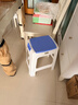 好尔塑料凳子客厅厨房加厚防滑休闲板凳叠摞高凳带提手大号蓝色 1个装 实拍图