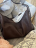 裘真植鞣（胎牛皮）双耳hobo包休闲单肩斜挎包大容量通勤包女 咖啡色（胎牛皮） 大包 实拍图