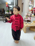罗蒙儿童唐装加厚套装秋冬款男童汉服女童国潮红色喜庆演出服 红色120 实拍图