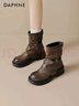 达芙妮美拉德棕色靴子女秋冬季加绒短靴短靴2025新款秋季马丁靴 实拍图