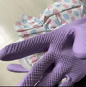 Titanfine添赞泰能加长家务乳胶手套1副M码清洁洗衣耐磨防水套袖秋冬紫色 实拍图