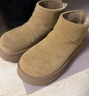 百丽（Belle）复古绒面勃肯鞋女冬季新款商场同款厚底加绒休闲短靴E6F1DDD5 棕色-薄绒 39 (245mm) 实拍图