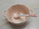 草莓陶瓷碗勺家用高颜值米饭碗少女心甜品碗釉下彩餐具套装 【2件套】浅粉草莓小号汤碗+勺 实拍图