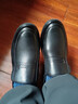 蜘蛛王男士皮鞋一脚蹬秋冬保暖休闲皮鞋真皮中老年爸爸 黑色（加绒) 39 实拍图