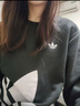 adidas经典时尚宽松抓绒圆领卫衣套头衫男女秋季阿迪达斯三叶草 黑色 L 实拍图