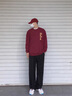 班尼路（Baleno）酒红色卫衣男女2026新款马年本命年长袖上衣服平安喜乐[烫金印花] 实拍图