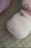 兔兔大文新生婴儿棉鞋子0-1岁秋冬季软底毛毛鞋6-12个月宝宝保暖脚套步前 双面可穿（米白色） 1双 均码 建议0-12个月（内长12CM） 实拍图