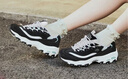 斯凯奇（Skechers）女鞋夏季小白鞋蕾丝休闲运动熊猫鞋黑色增高厚底老爹鞋 黑色/白色/BKW 38.5 尺码偏大，建议选小半码 实拍图
