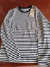 MUJI女式 双罗纹编织 圆领长袖T恤 上衣打底衫女装25年冬季 黑色条纹 S (155/80A) 实拍图