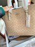 蔻驰（COACH）【品牌直供】女士大号手提托特包卡其拼白色CV967礼物 实拍图