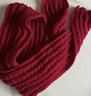 百搭韩版针织毛线红色围巾女2024圣诞冬季高级感新年礼物情侣围脖 针织围巾-酒红色-1个装-保暖 1 实拍图