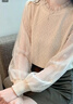 设计感洋气长袖针织衫上衣女2025春秋新款宽松蕾丝拼接百搭打底衫 杏色 2XL 实拍图