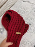 百搭韩版针织毛线红色围巾女2024圣诞冬季高级感新年礼物情侣围脖 针织围巾-酒红色-1个装-保暖 1 实拍图