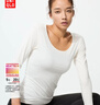 优衣库HEATTECH U领T恤/8分袖女装保暖衣478934 485810 478936/00白色 S 实拍图