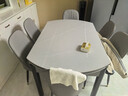 丰舍 餐桌 可变圆桌伸缩折叠实木岩板餐桌椅组合现代轻奢餐桌餐厅饭桌 黑灰色-阿玛尼灰岩板-101皮椅 【1.35米】 一桌6椅 实拍图