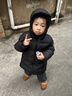 保姆鹅  【风墙】儿童羽绒服宝宝中长款护脸加厚外套保暖童装[NG2664] 炭黑 130 实拍图