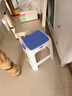 好尔塑料凳子客厅厨房加厚防滑休闲板凳叠摞高凳带提手大号蓝色 1个装 实拍图