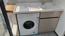 洗衣机柜一体水盆阳台洗衣机台盆一体柜一体盆组合洗衣机伴侣定制 130cm右盆奶茶色 实拍图