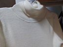 优衣库女装精纺美利奴羊毛罗纹两翻领针织衫/长袖毛衣478337 01 乳白色 M 实拍图