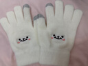 手套女学生冬季韩版可爱加绒加厚保暖骑车五指防寒保暖棉手套 白色【升级双层加厚可触屏】 实拍图