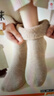莫代尔4双羊毛袜子女秋冬季发热加绒加厚毛圈中筒保暖东北防寒高筒长袜 实拍图