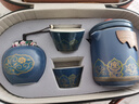 瓷牌茗茶具（cipaiming teaset）旅行茶具套装户外便携式陶瓷快客杯一壶四杯办公室功夫茶壶泡茶 蓝古茗1壶4杯+罐盘+棕皮包+巾夹 实拍图