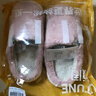 优调棉拖鞋女乳胶防踩塌厚底抑菌防臭居家秋冬保暖情侣拖鞋男 粉38-39 实拍图