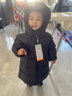 保姆鹅  【风墙】儿童羽绒服宝宝中长款护脸加厚外套保暖童装[NG2664] 炭黑 110 实拍图