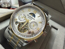 冠琴（GUANQIN）手表男机械表全自动镂空飞轮瑞士品质防水夜光皮带男士双日历手表 间金白面 实拍图