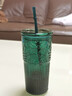 星巴克（Starbucks）墨绿色女神款玻璃杯550ml吸管杯办公室复古冷水杯圣诞礼物 实拍图