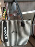 鹏境2025新款帆布手提单肩包包女时尚条纹大容量购物袋休闲通勤托特包 飘带条纹【经典黑】 实拍图