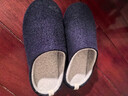 内泊（NEIBO）【抑菌防臭】乳胶棉拖鞋女冬季大码男士家居防滑软底保暖羊毛蓝40 实拍图