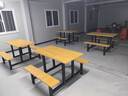 信京食堂餐桌学校公司工地员工多人连体加厚不锈钢餐桌椅四人长凳款 实拍图