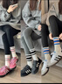 俞兆林5双袜子女士中筒袜条纹高帮长筒袜春夏季运动ins潮袜外穿配鲨鱼裤 实拍图