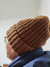 目丸帽子男士秋冬季毛线帽加绒保暖百搭冷帽宽松大头围显脸小针织帽男 咖啡色【加绒加厚】 实拍图