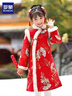 罗蒙女童红色旗袍加绒新年拜年服连衣裙新中式儿童过年演出服 红色140 实拍图
