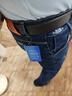 真维斯（Jeanswest）牛仔裤男2025秋冬柔软棉弹修身小脚裤潮流时尚印花男长裤深蓝34 实拍图
