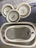 iuu婴儿洗澡盆 可折叠宝宝浴盆大号 洗澡神器躺托浴架新生儿童用品 【北欧灰】+调节感温浴架+脸盆*3 材质：FAD食品级材质检测认证 实拍图