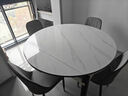 【京喜甄选】岩板餐桌椅组合简约轻奢折叠伸缩可变圆桌小户型饭桌 【黑+白框架】亮光雪山白-菠萝椅款 1.2米 单餐桌【12MM加厚岩板】 实拍图