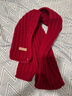百搭韩版针织毛线红色围巾女2024圣诞冬季高级感新年礼物情侣围脖 针织围巾-酒红色-1个装-保暖 1 实拍图
