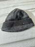 CACUSS纯羊毛毛线帽子男士秋冬加厚保暖护耳帽大头围套头针织帽黑深灰 实拍图