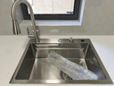 奈田（NTNO）厨房水槽大单槽洗菜盆一体盆304不锈钢加厚5.0压纹耐磨集渣洗碗槽 雅银集渣大单槽+三挡抽拉龙头 60*46cm【台控下水-加厚5.0】 实拍图