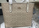 蔻驰（COACH）【礼物】【官方】奥莱女士女包经典标志CITY拉链托特包老花city30 沙黄色/粉笔白色（新版） 实拍图